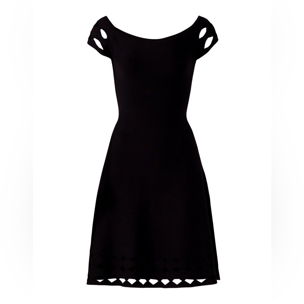 Shoshanna Amsterdam Off the Shoulder Dress Knit Cutout Details Black Medium - Picture 5 of 11